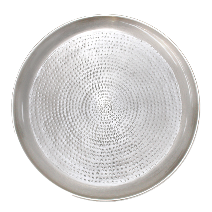 Hammered metal tray 45cm silver