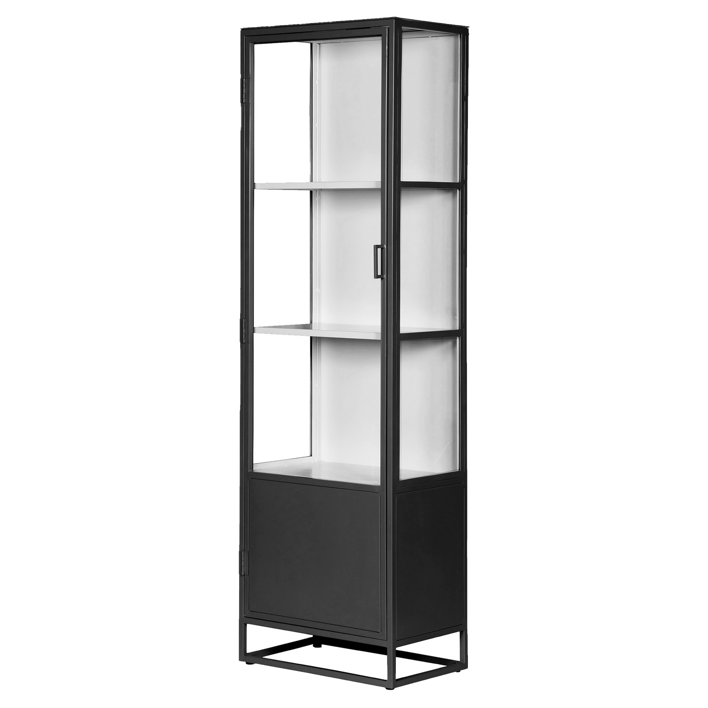 Metal single door glass cabinet 200cm black