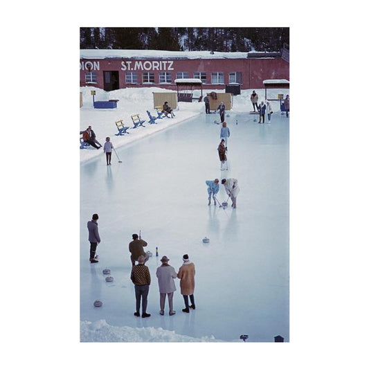 Slim Aarons 'Curling at St. Moritz' photographic print