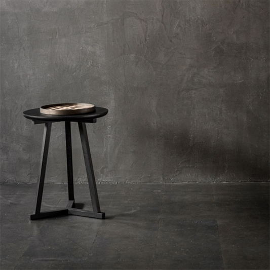 Small oak tripod side table black 46cm