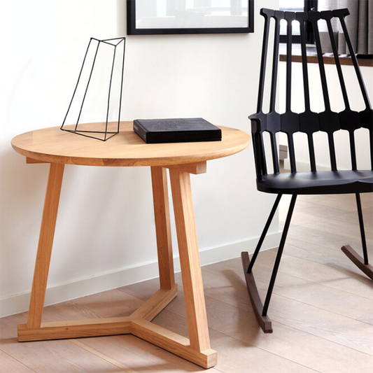 Oak tripod side table natural 70cm