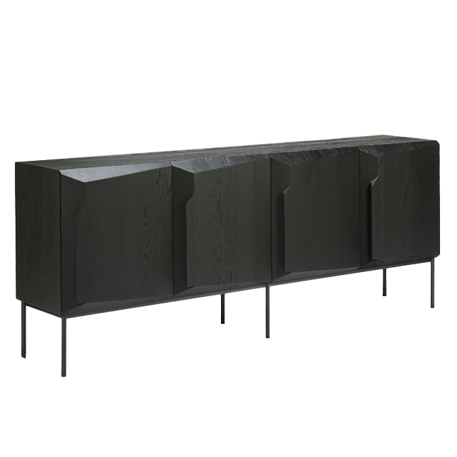 Oak angled sideboard 4-door 200cm black