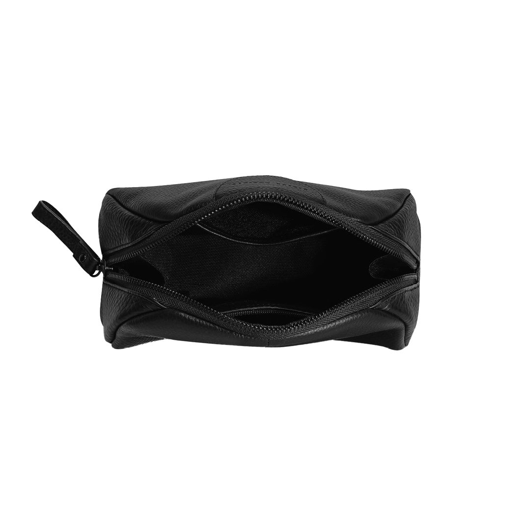 Status Anxiety leather wash bag black