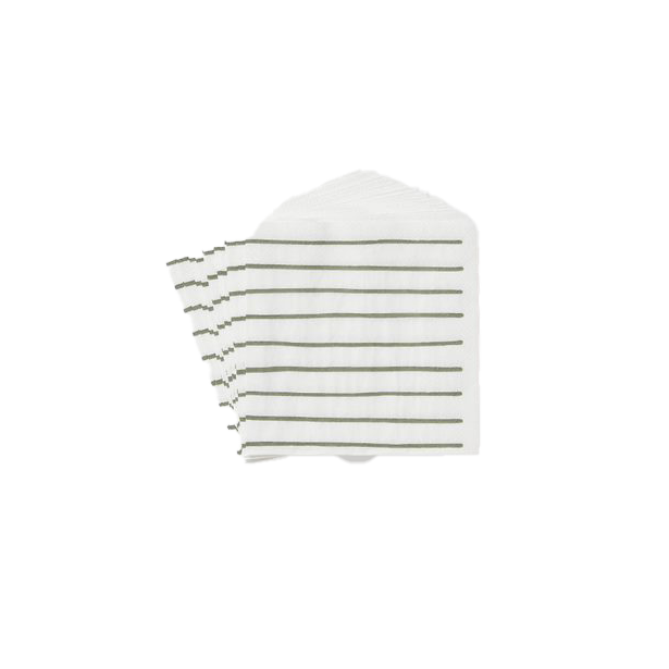Stripe cocktail paper napkins olive stripe (20)