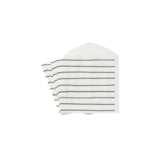 Stripe cocktail paper napkins olive stripe (20)