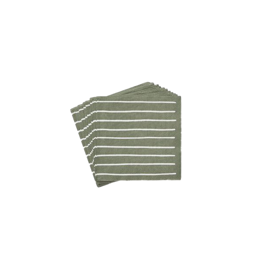 Stripe cocktail  paper napkins stripe olive (20)