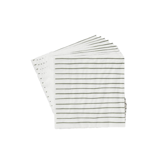 Stripe dinner  paper napkins olive stripe (20)