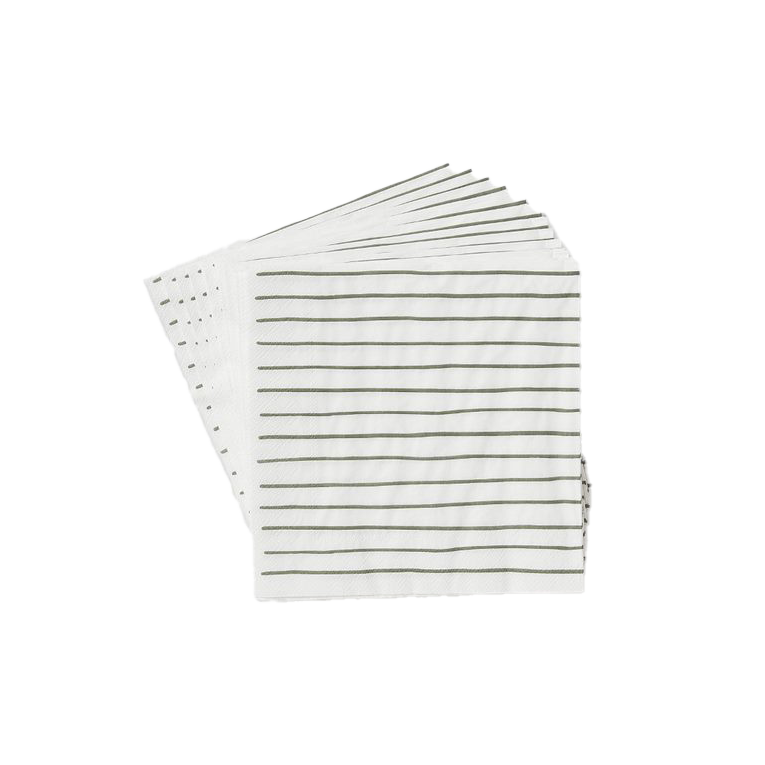 Stripe dinner  paper napkins olive stripe (20)