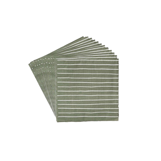 Stripe dinner paper napkins stripe olive (20)