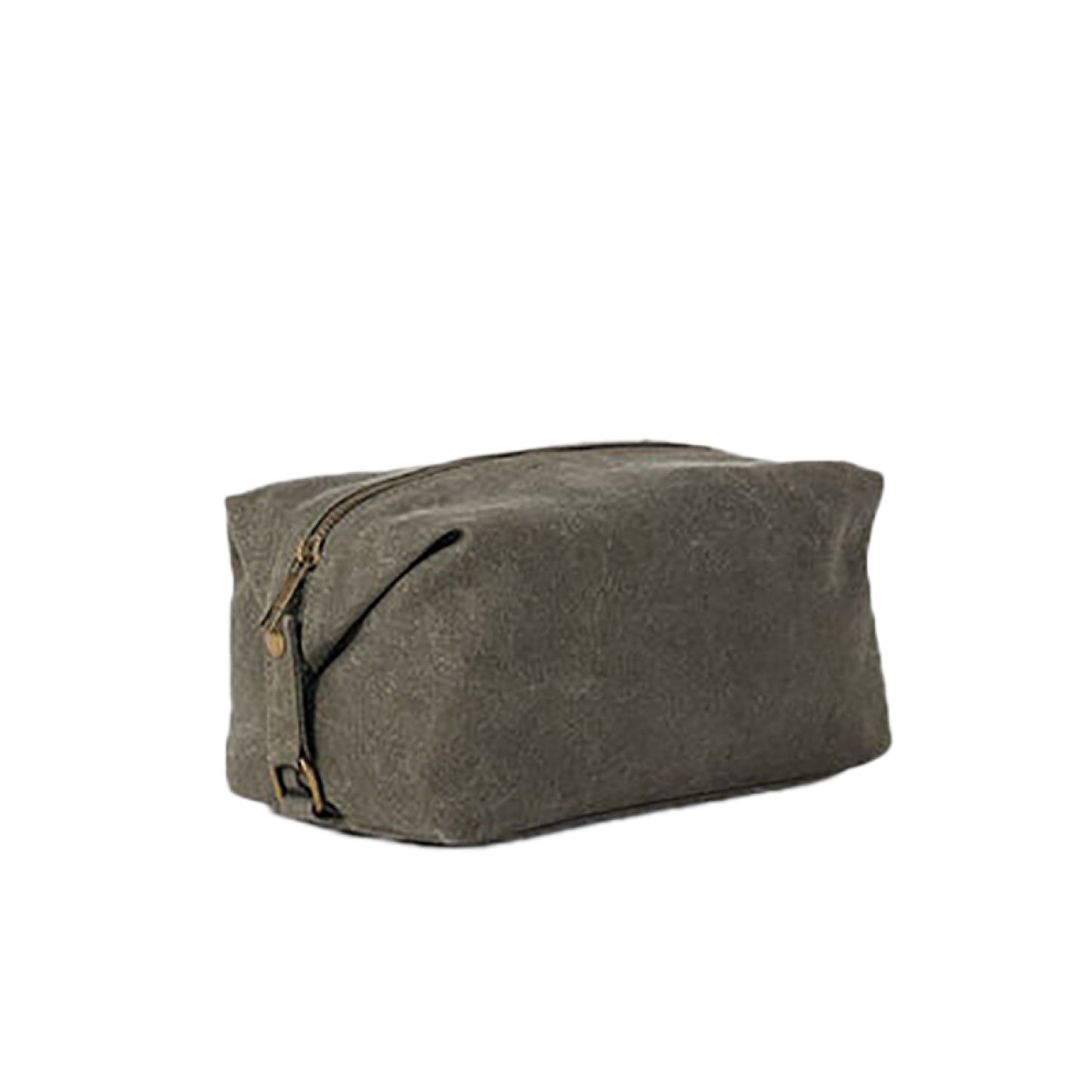 Waxed canvas wash bag olive