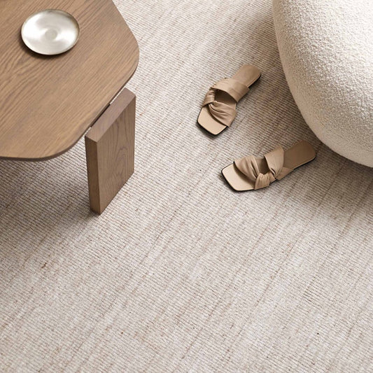 Travertine wool rug buff