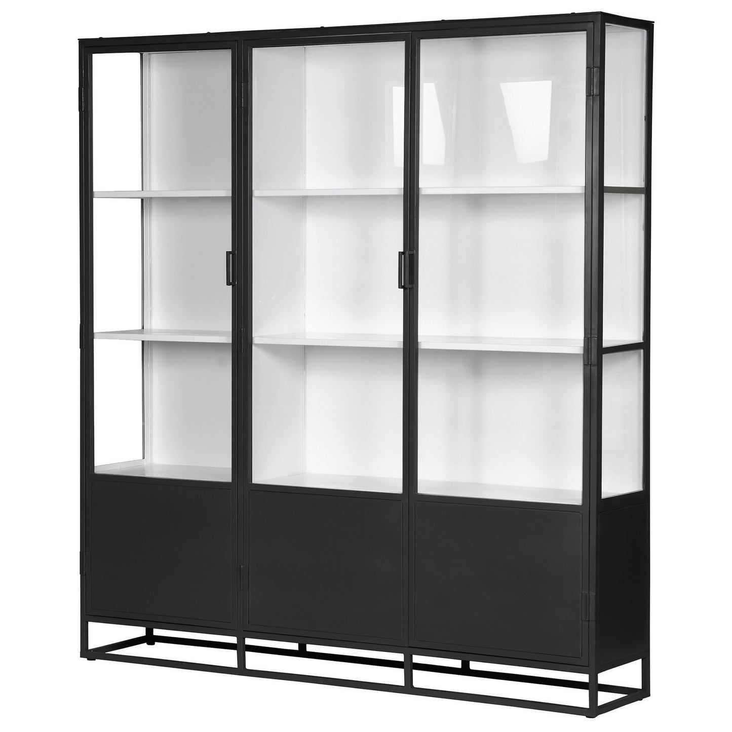 Metal triple door glass cabinet 200cm black