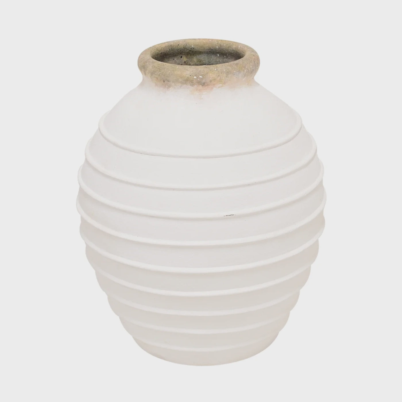 Tuscan ridged pot white 40cm