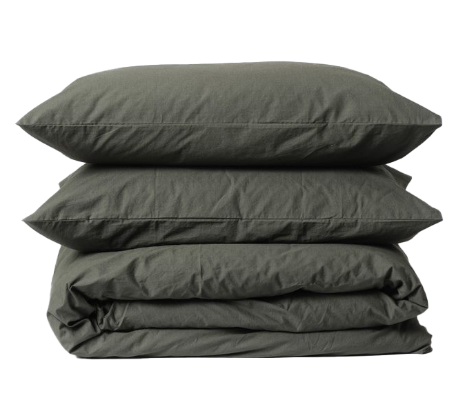 Washed organic cotton pillowcase pair olive