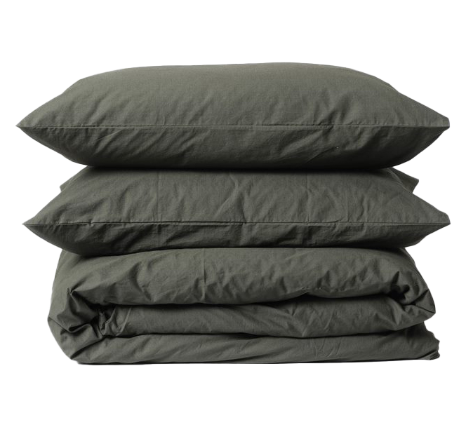 Washed organic cotton pillowcase pair dark green