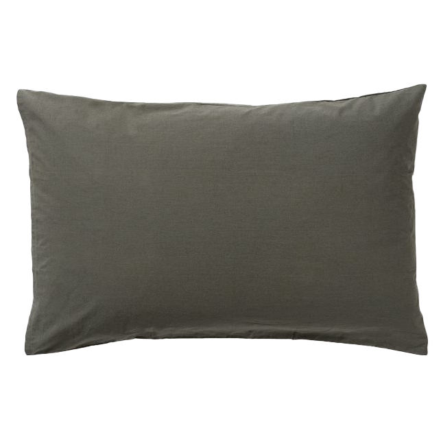 Washed organic cotton pillowcase pair dark green