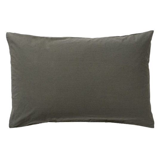 Washed organic cotton pillowcase pair dark green