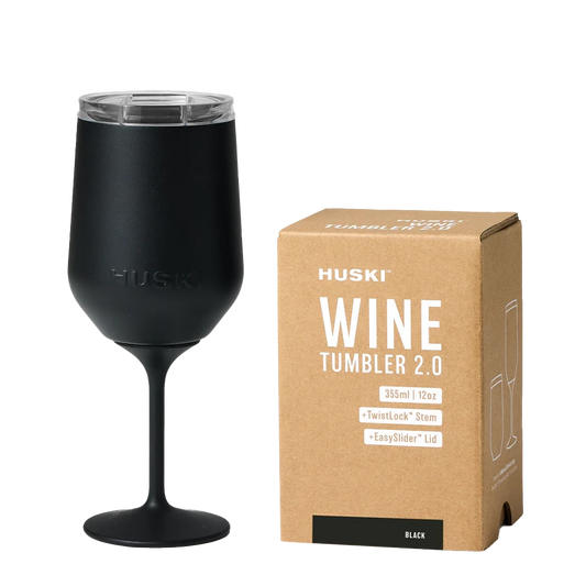 Huski stemmed wine tumbler black 355ml