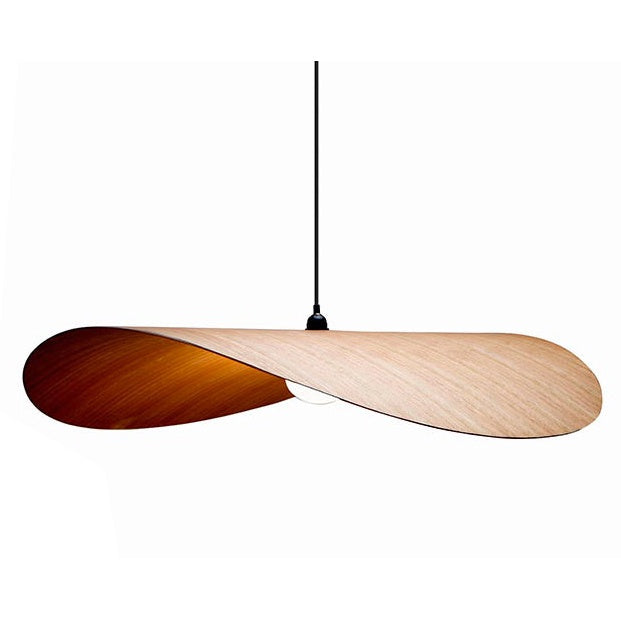 Large wooden veneer floating pendant shade