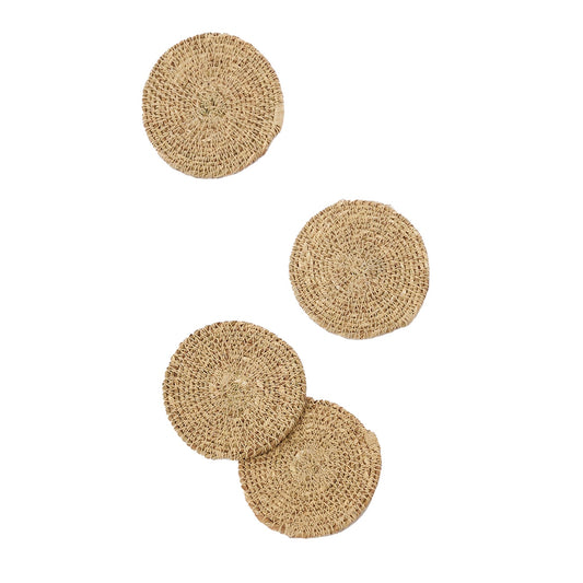 Woven coasters natural set of 4