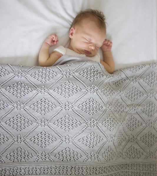 Merino baby blanket diamond bianco