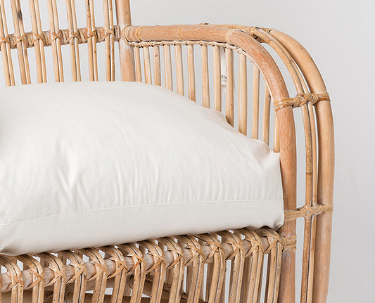 Large rattan armchair whitewash