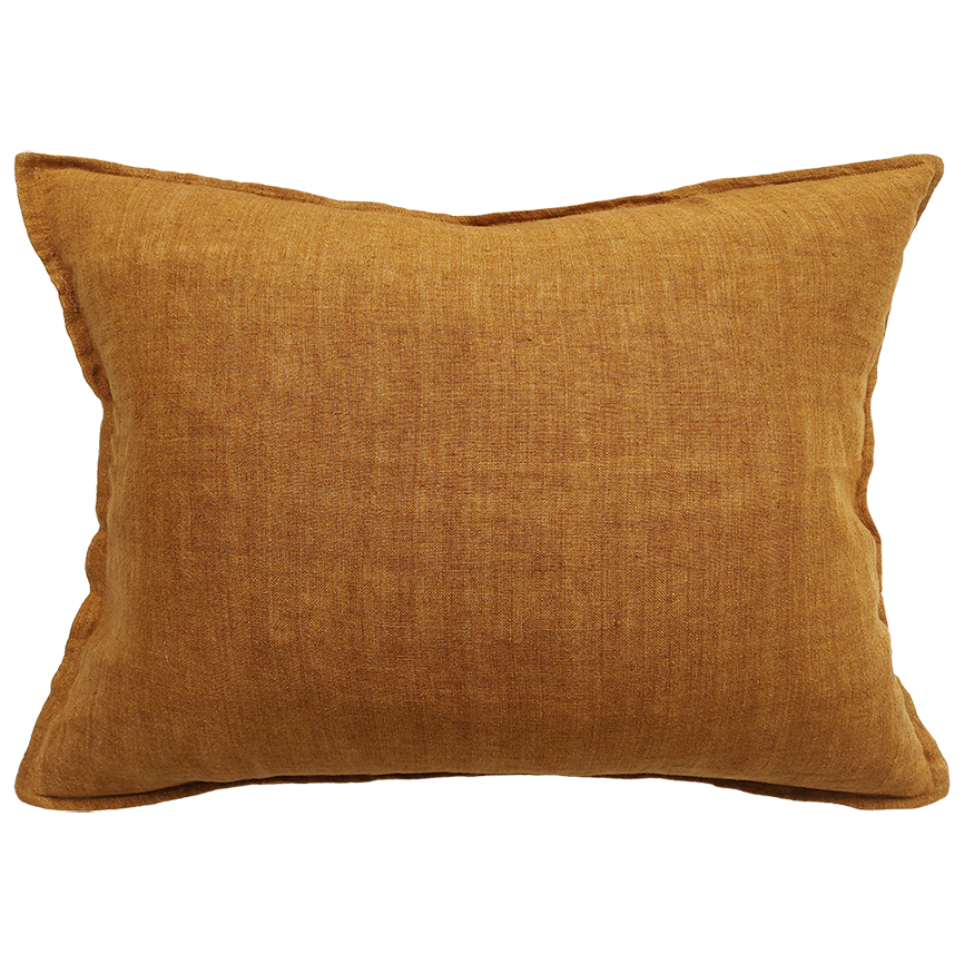 A timeless, handwoven 100% linen cushion cover featuring a 1cm flat edge seam.   Dimensions: 40cm x 60cm   Colour: tobacco 