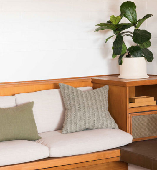 Basketweave cushion cover kale 55cm