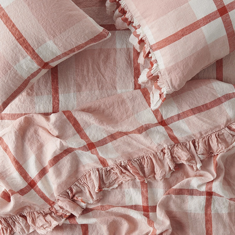 SOW floss check linen pillowcase set