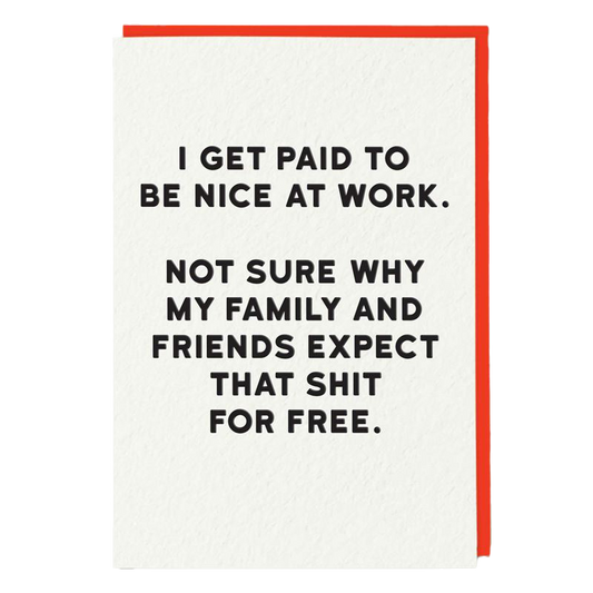 Be nice at work card