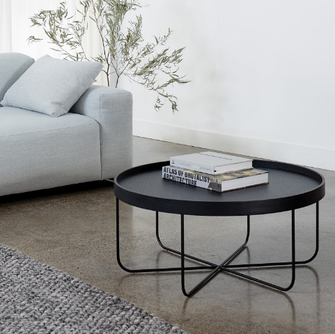 Segment plywood coffee table black 80cm