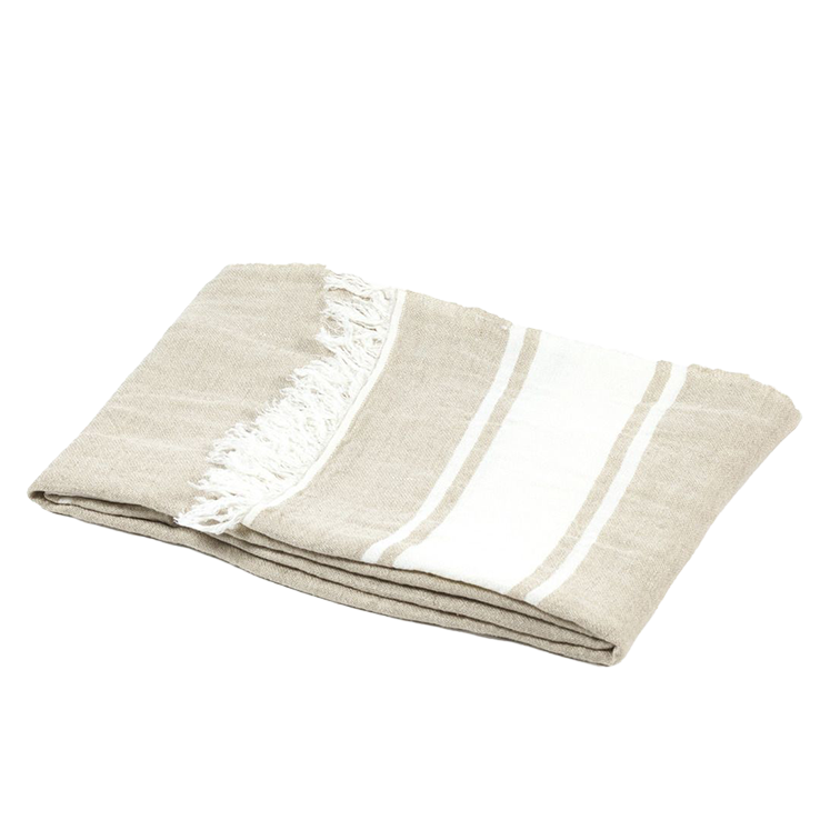 Belgium linen fouta throw flax stripe 110 x 180cm