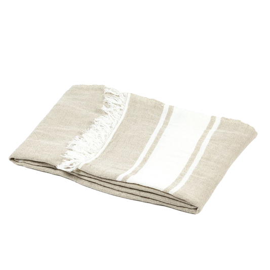 Belgian linen fouta throw flax stripe 110 x 180cm