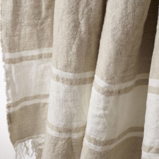Belgian linen fouta throw flax stripe 110 x 180cm