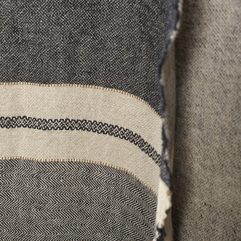 Belgian linen fouta throw black stripe 110 x 180cm