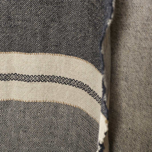 Belgian linen fouta throw black stripe 110 x 180cm