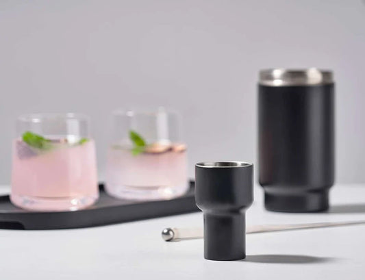Stainless steel spirit measure black