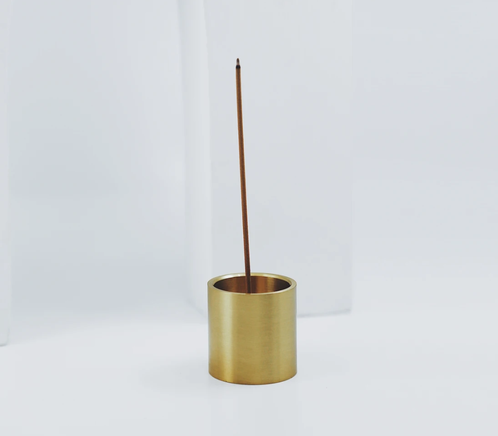 Column candleholder brass