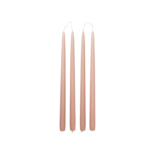 Broste set of 4 tall taper candles 38cm rose