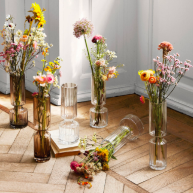 Mouth-blown smokey grey vase 25cm