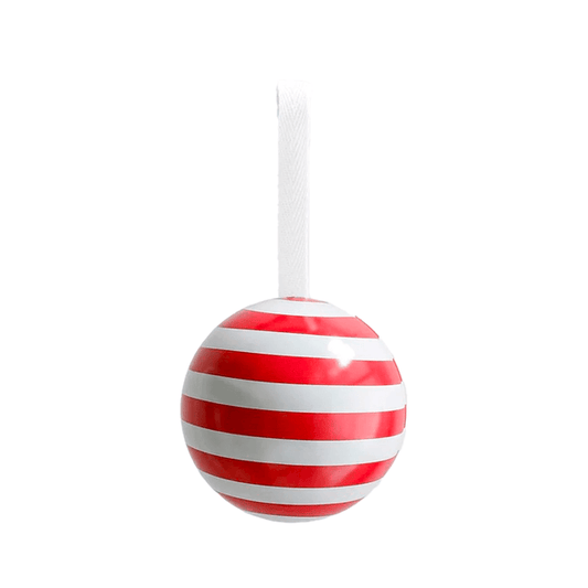 Xmas tin bauble candy stripe