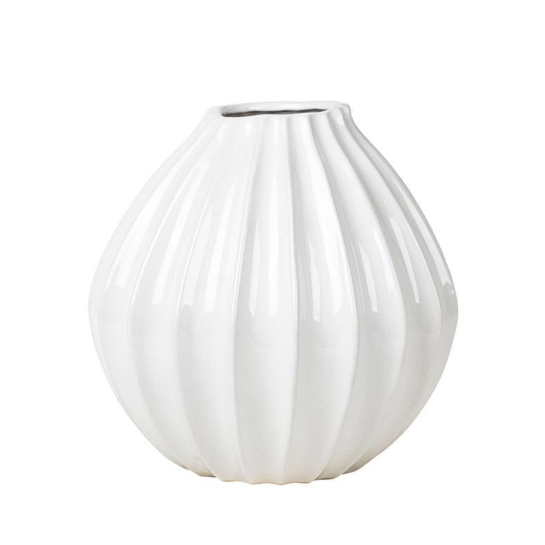 Broste wide lines vase white 25cm