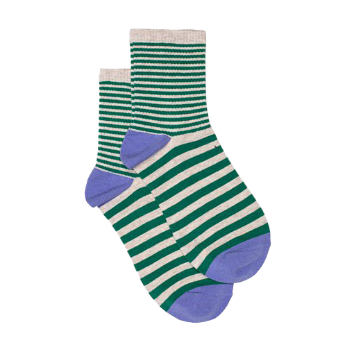 Stripe socks green & oat