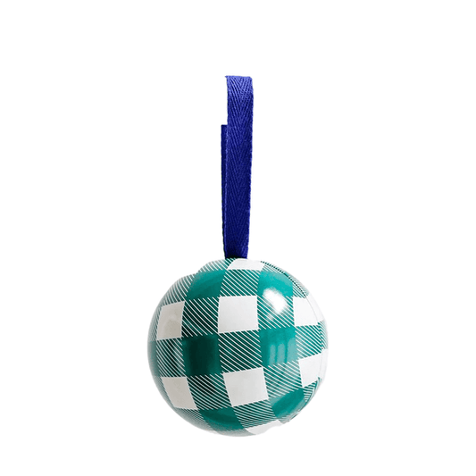 Xmas tin bauble green check