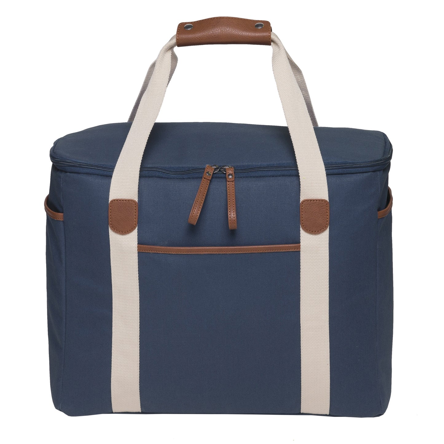 Large waxed cotton cooler bag navy 30 litre