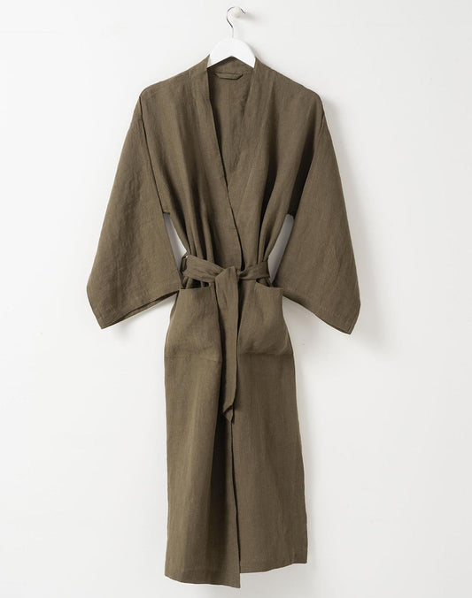 Women's linen dressing gown ivy