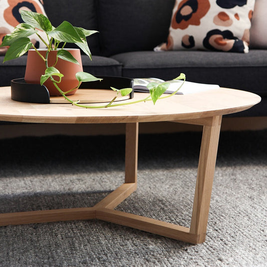 Oak tripod coffee table natural 96cm