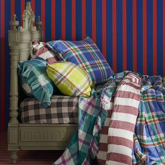 SOW licorice gingham linen fitted sheet