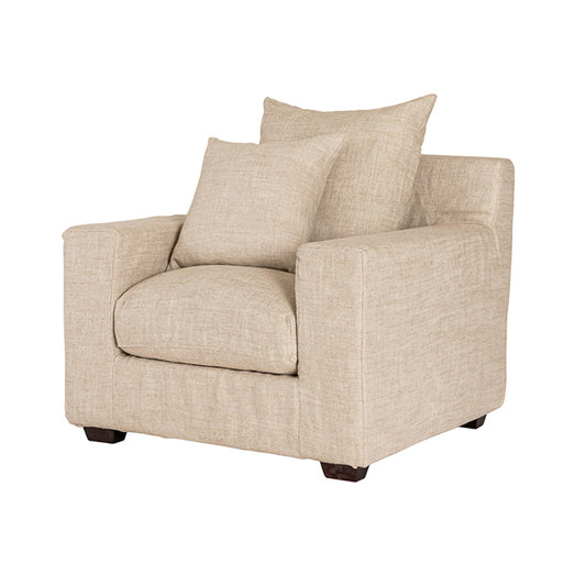 Melba slip cover linen armchair salt & pepper