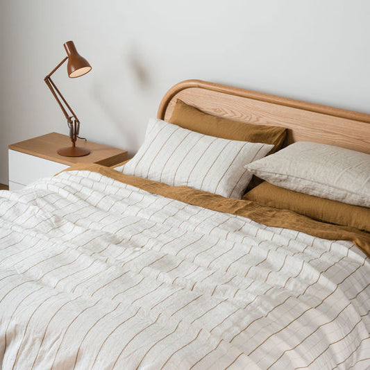 Monday stripe linen duvet cover miso